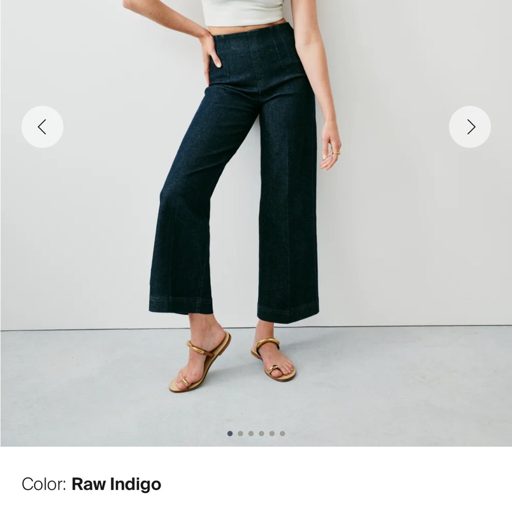 NWT Spanx Zero Waistband Cropped Women's Wide-Legged Jeans in Raw Indigo - 1X